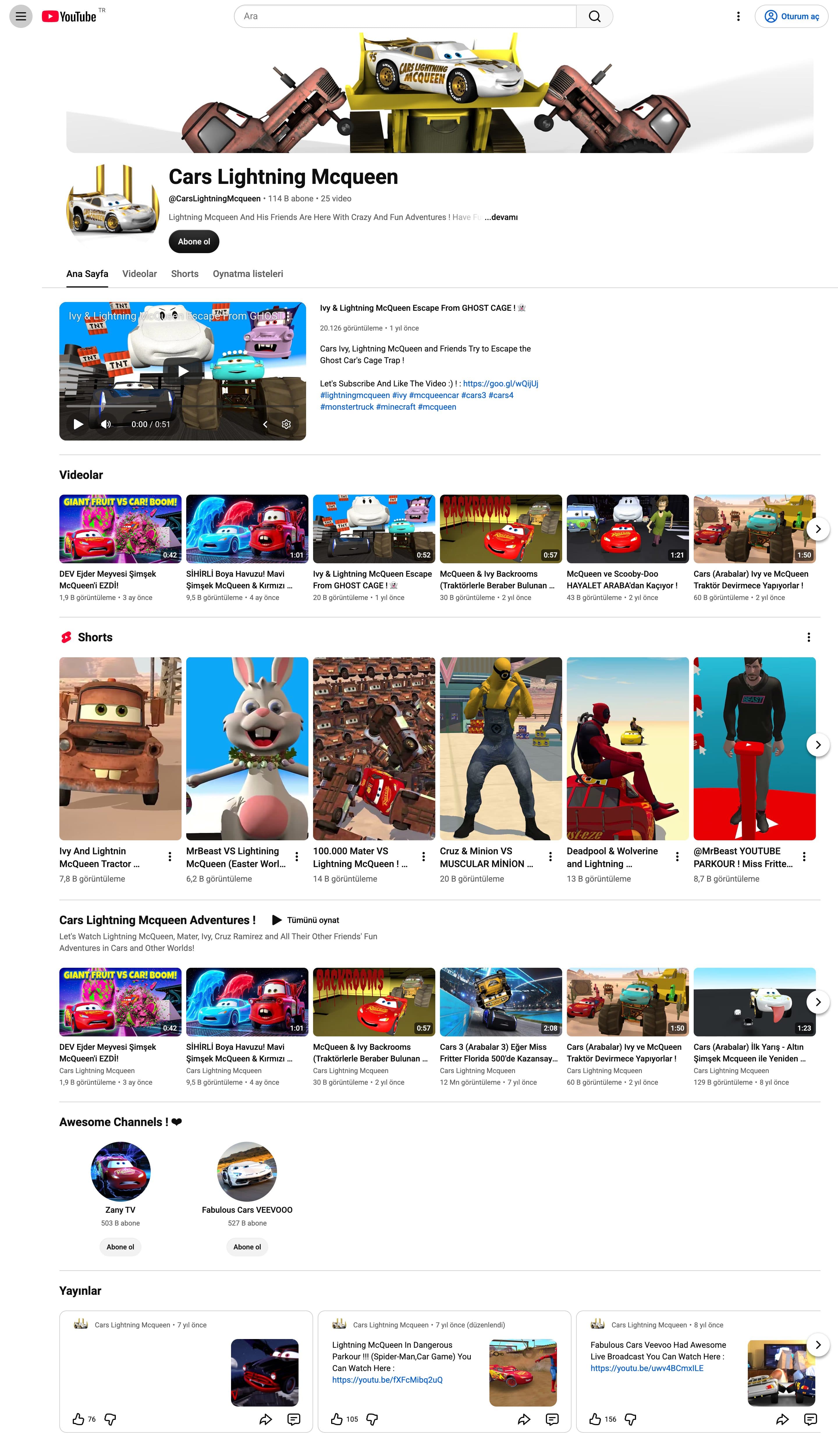 YouTube — Cars Lightning McQueen